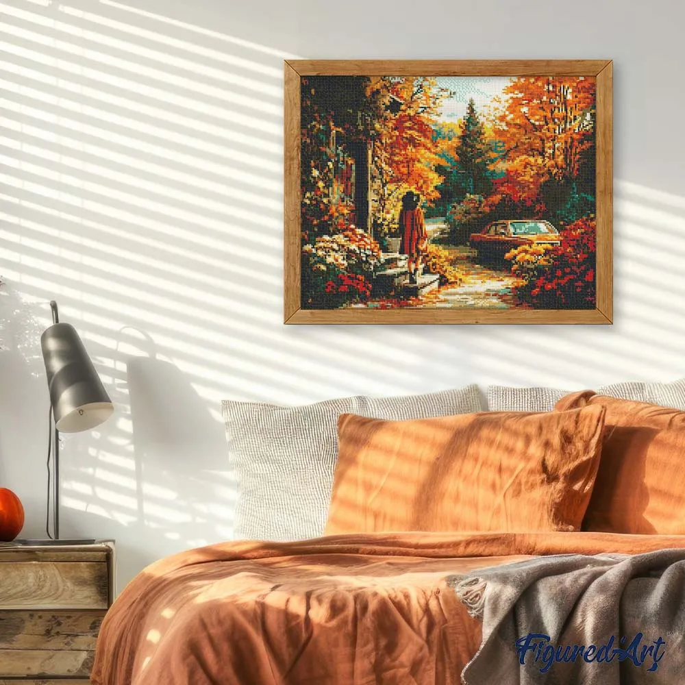 Figured'Art Herfstafscheid diamond painting 40x50 cm rond