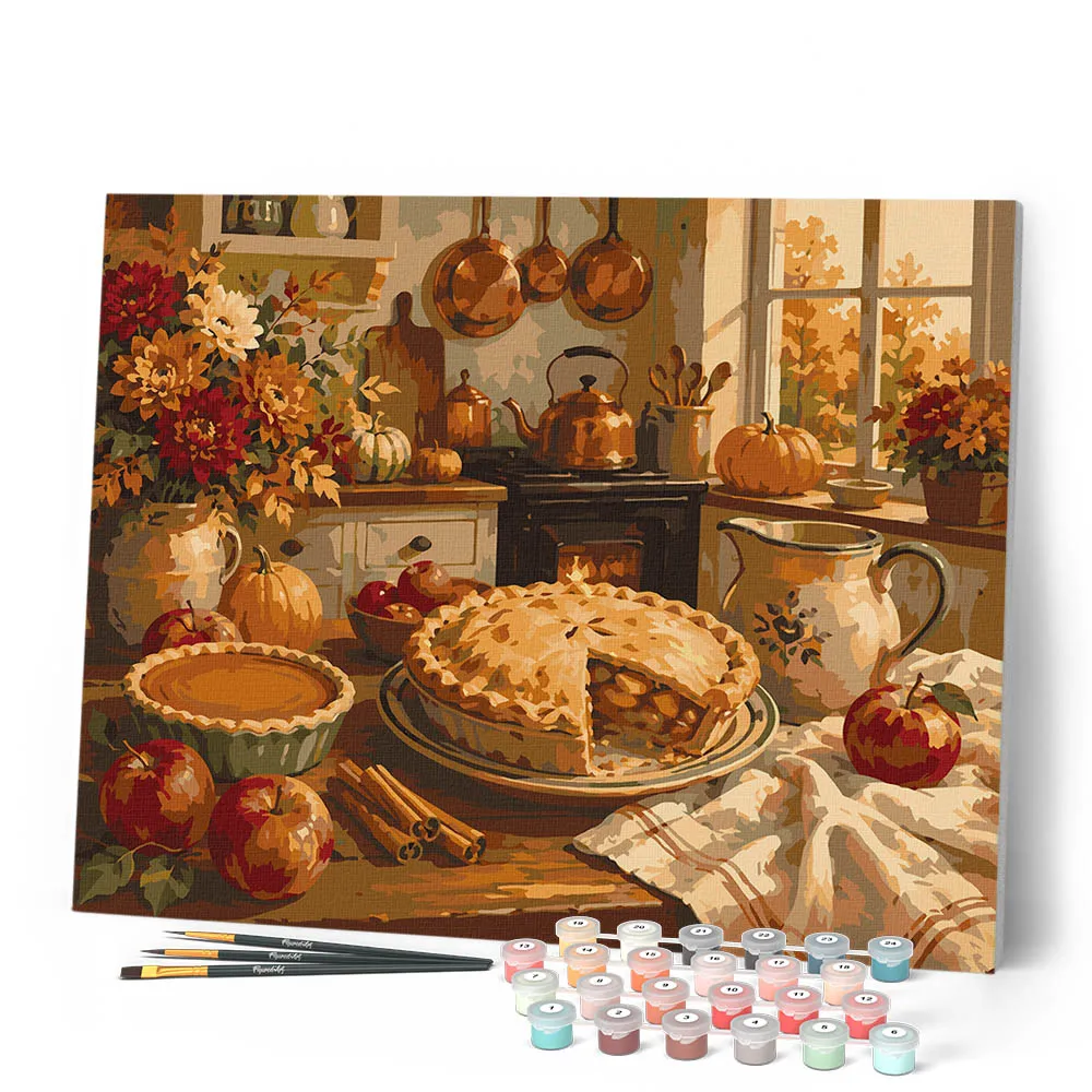 Figured'Art Herfstse Keuken schilderen op nummer 40x50 cm taarten