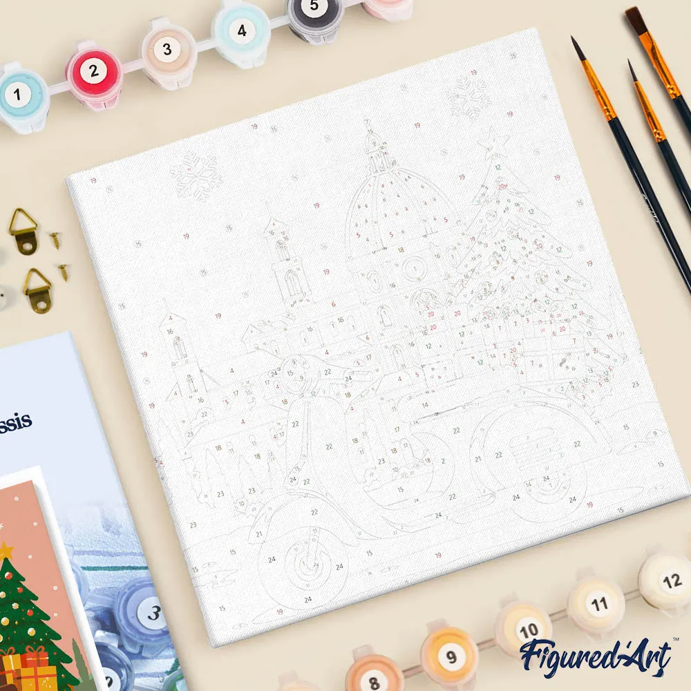 Figured'Art Kerstmis in Florence mini schilderen op nummer 20x20 cm