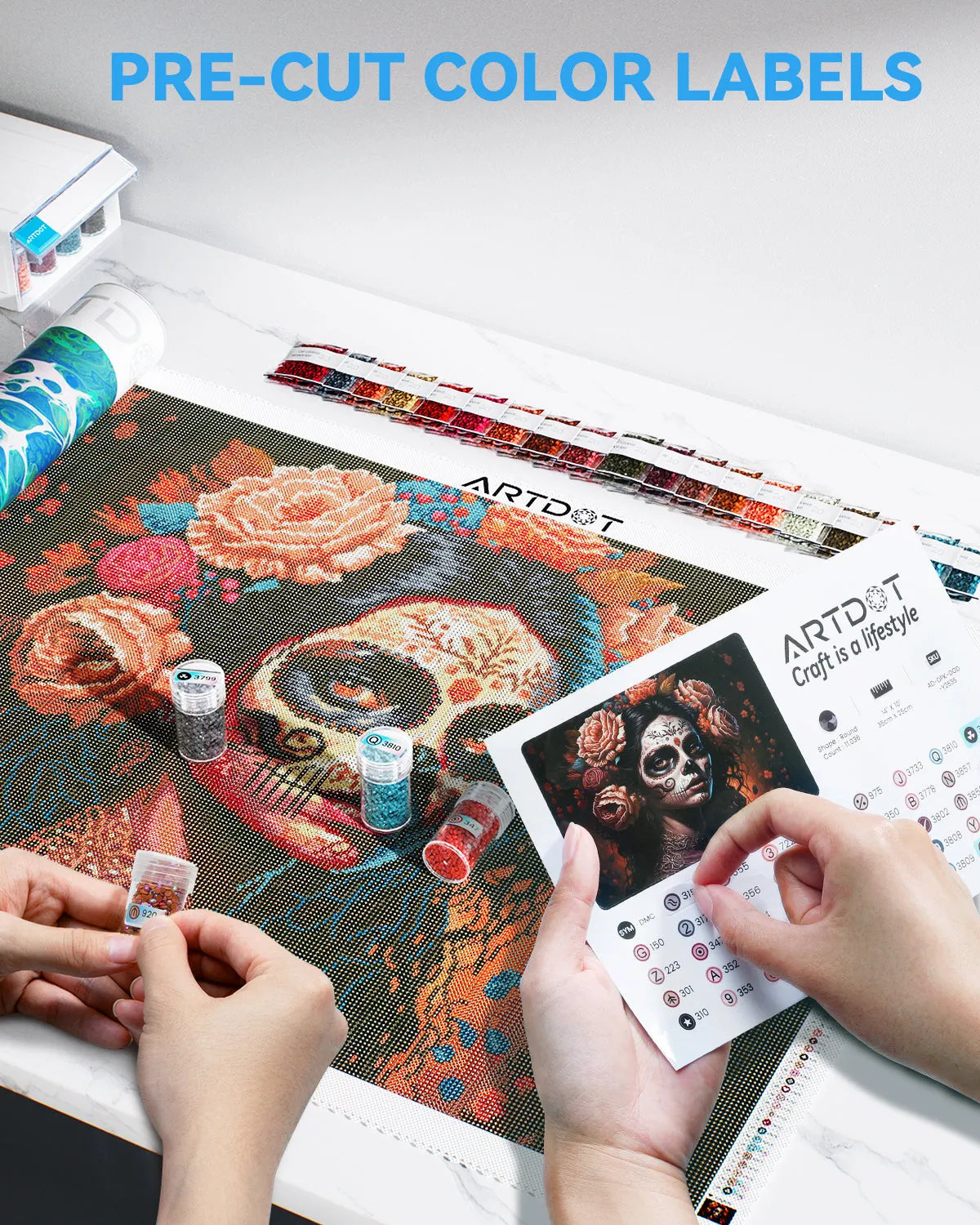 ARTDOT Día de los Muertos diamond painting beginner kit 35x25 fluweel