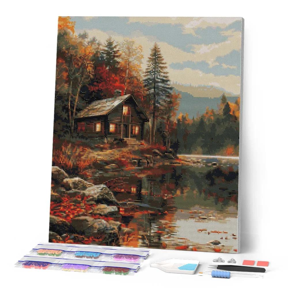 Figured'Art Diamond Painting Herfstmeer Hut 40x50 cm Full Drill