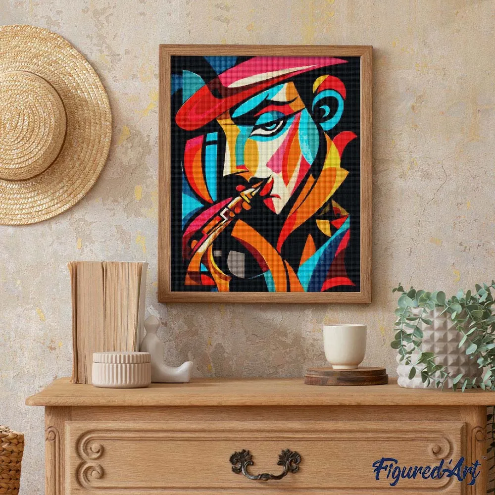Figured'Art Sax Man abstract diamond painting 40x50 cm