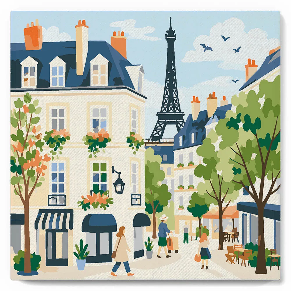 Figured'Art Parijse Straat mini schilderen op nummer 20x20 cm frame