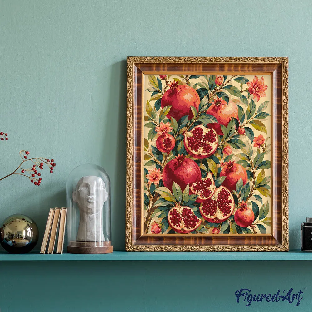 Figured'Art Granaatappeloogst schilderen op nummer 40x50 cm fruit