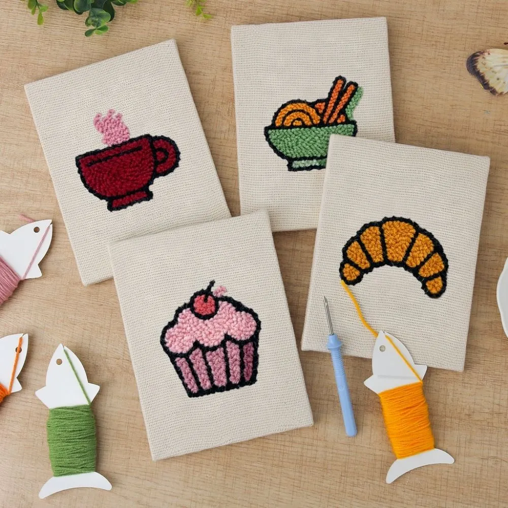 Figured'Art Ontbijt Lekkernijen 2 punch needle set 4 stuks frames