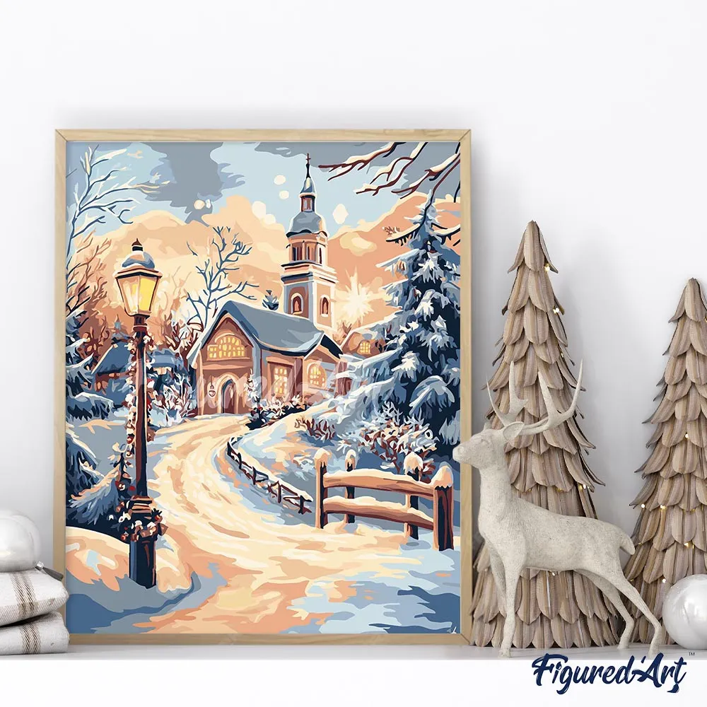 Figured'Art Pad naar de Kapel schilderen op nummer winter 40x50cm