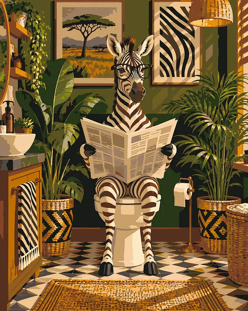 Figured'Art Ochtendroutine van de Zebra schilderen op nummer 40x50