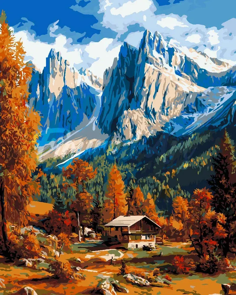 Figured'Art Herfst in de Dolomieten schilderen op nummer 40x50 cm herfst