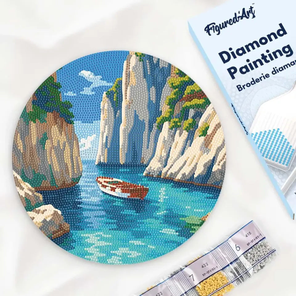 Figured'Art Rustige Blauwe Inham Diamond Painting Hout 30 cm