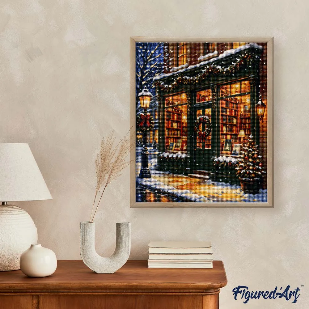 Figured'Art Kerstboekhandel diamond painting 40x50 cm winter