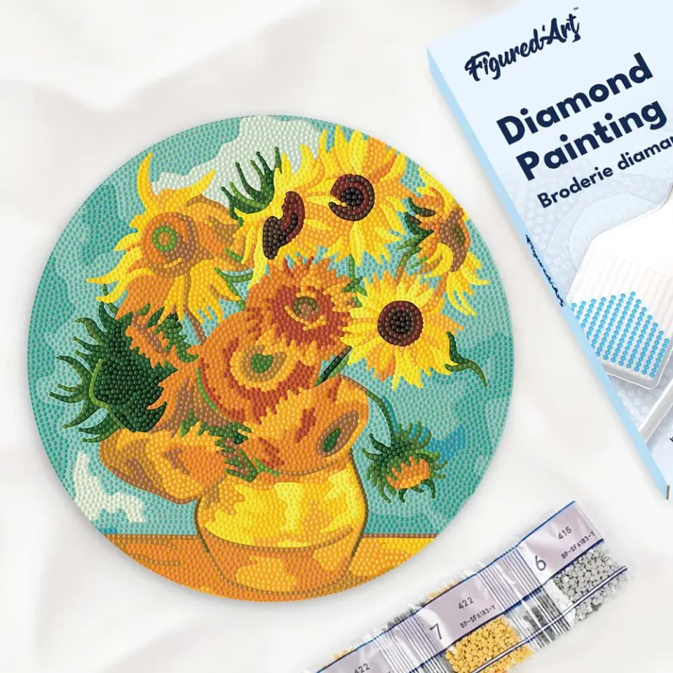 Figured'Art Van Gogh Zonnebloemen diamond painting hout 30cm