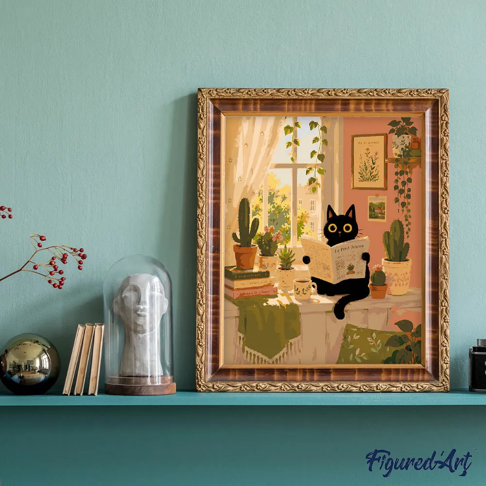 Figured'Art Spinnende ochtend schilderen op nummer 40x50cm kat