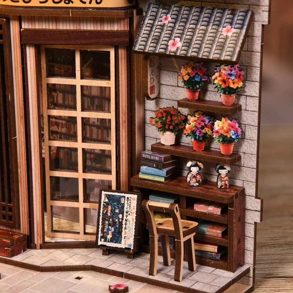 Figured'Art Het Steegje wacht op de kat book nook 23x18cm hout