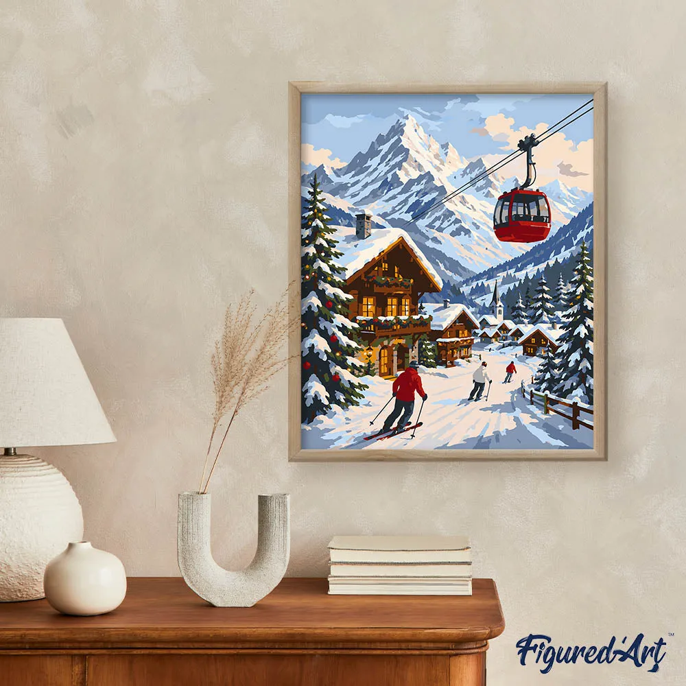 Figured'Art Wintervakantie in de Alpen schilderen op nummer 40x50cm winter