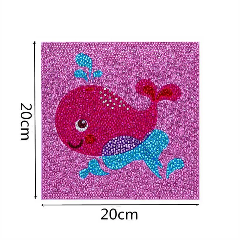 Figured'Art Walvis diamond painting voor kinderen 20x20 cm lijst