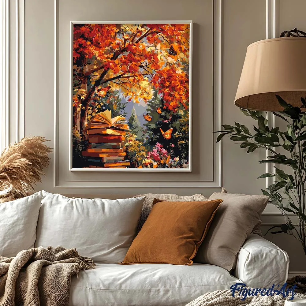 Figured'Art Lezen met vlinders schilderen op nummer 40x50 cm