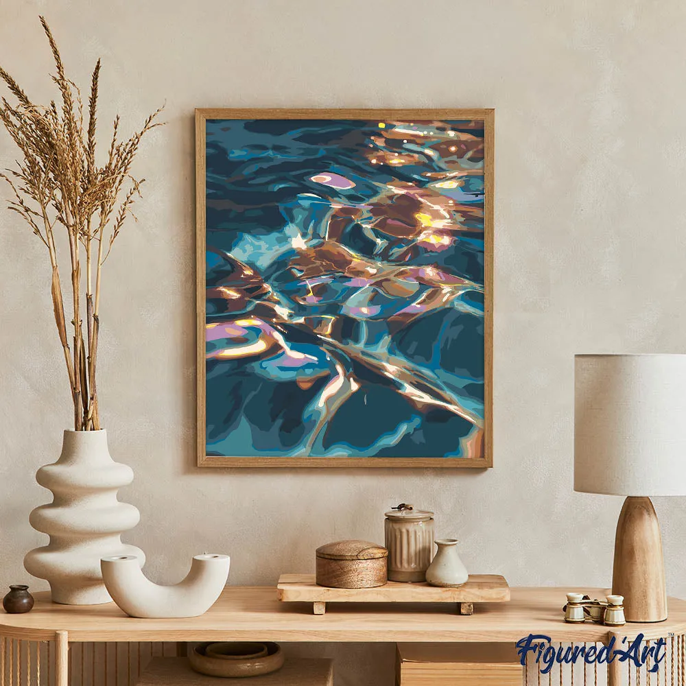 Figured'Art Gouden lichtbrekingen schilderen op nummer 40x50cm zee