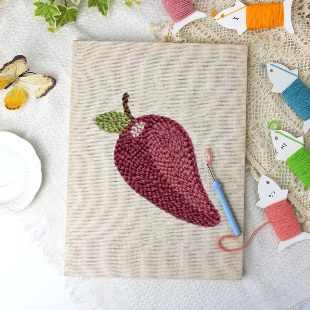 Figured'Art Zoete Pruim Punch Needle Pakket 20x30cm Katoen
