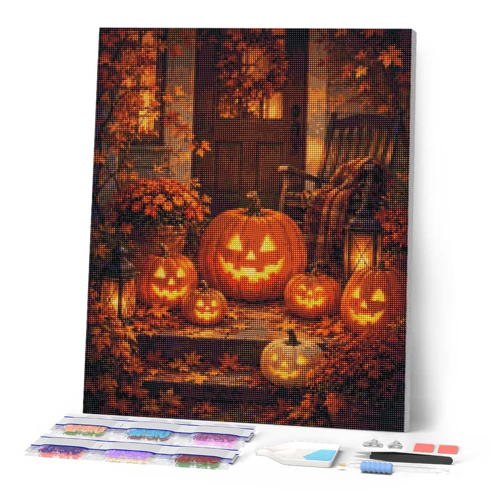 Figured'Art Halloween-pompoen diamond painting 30x40 cm herfst