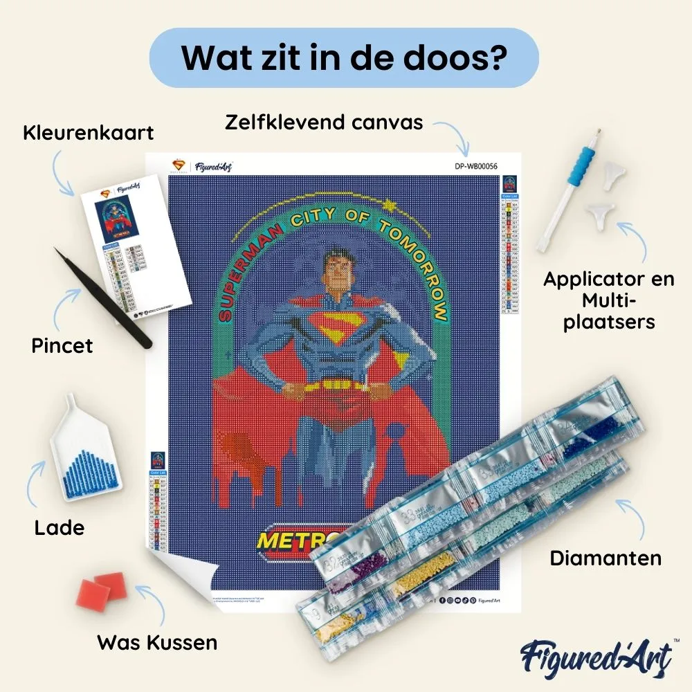 Figured'Art Superman Stad van Morgen diamond painting 40x50cm