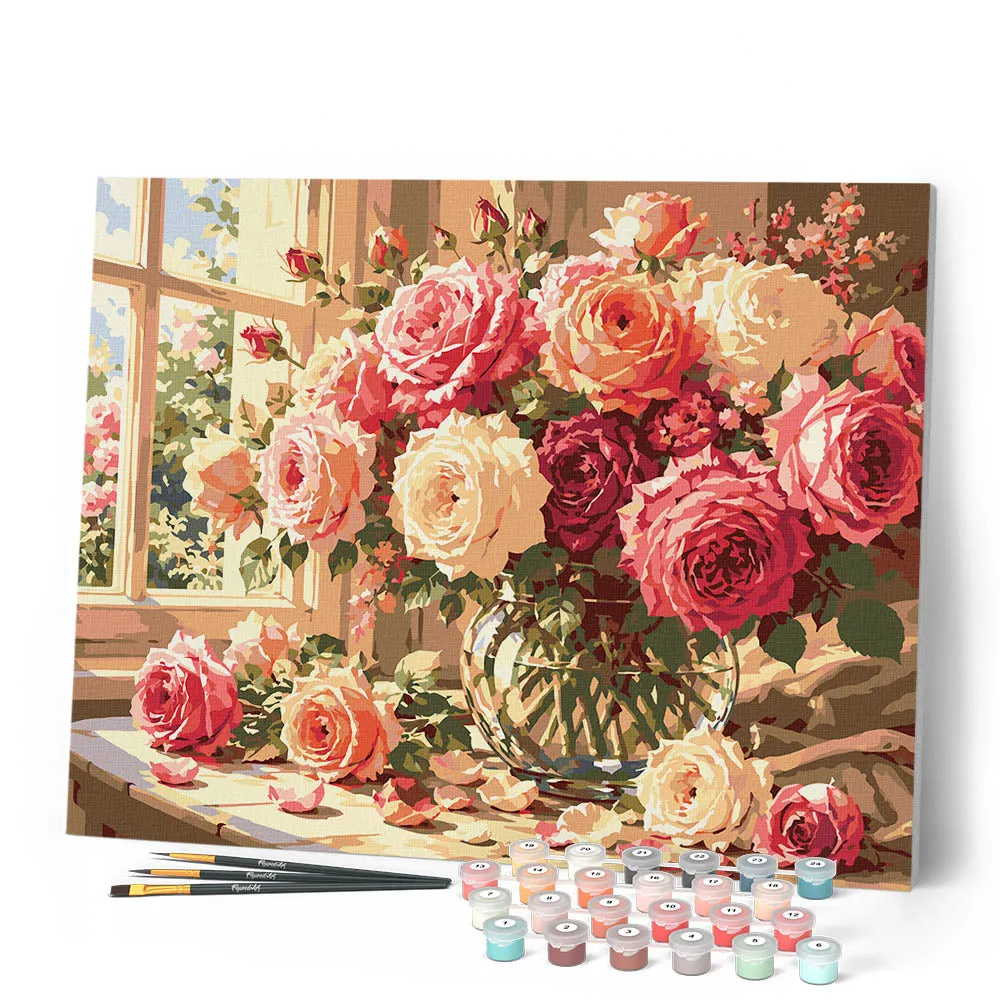 Figured'Art Vintage Rozenboeket schilderen op nummer 40x50 cm rozen