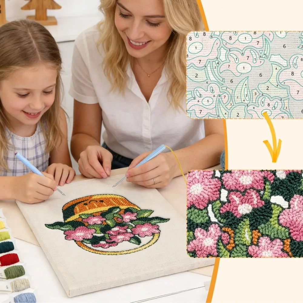 Figured'Art Bloemenmand punch needle pakket 20x30 cm katoen