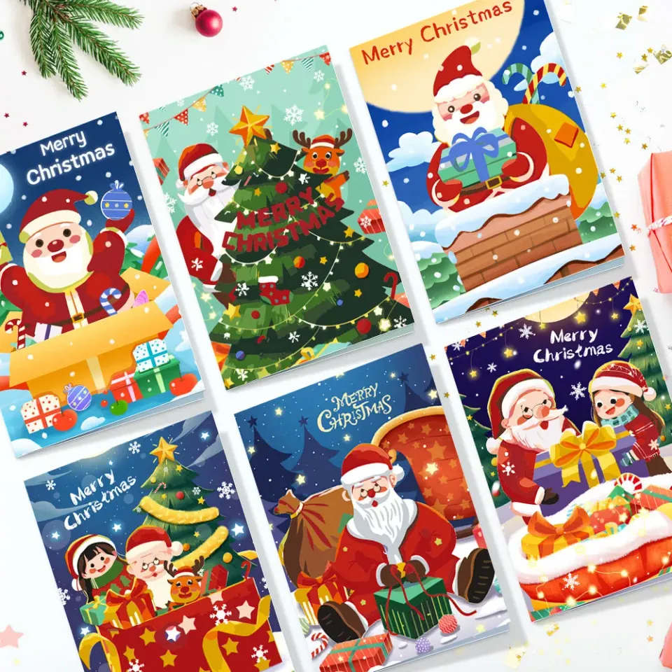Figured'Art Serie 2 kerstkaarten schilderen op nummer set van 6