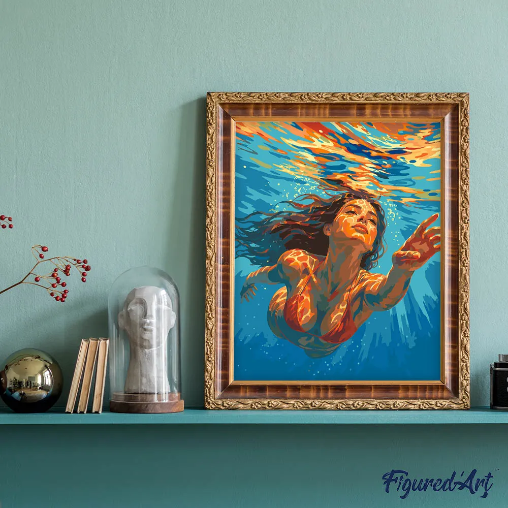 Figured'Art Onder de golven schilderen op nummer canvas 40x50 cm