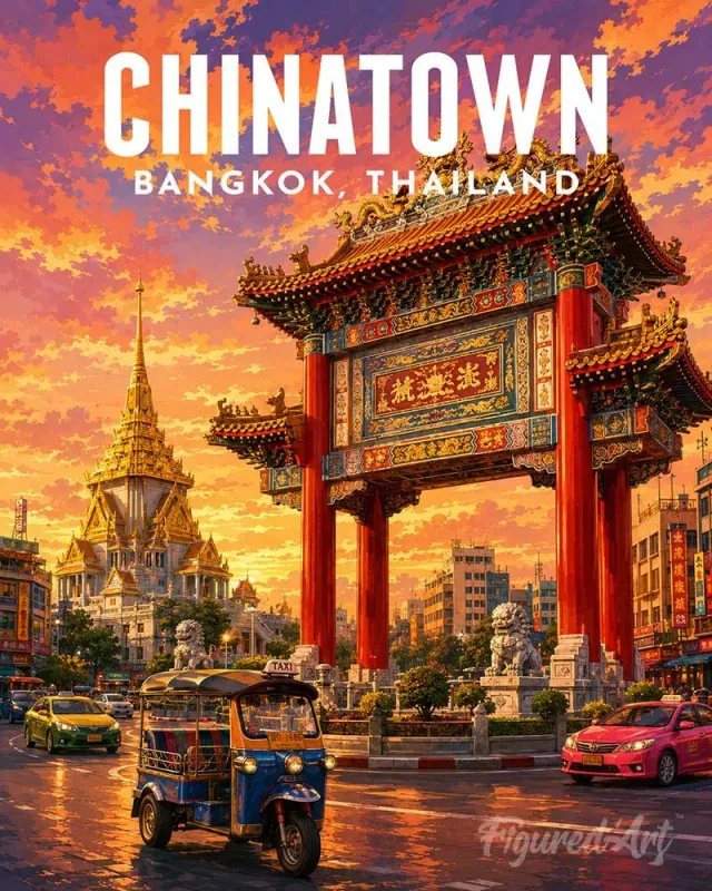 Figured'Art Bangkok Chinatown schilderen op nummer 40x50cm reizen