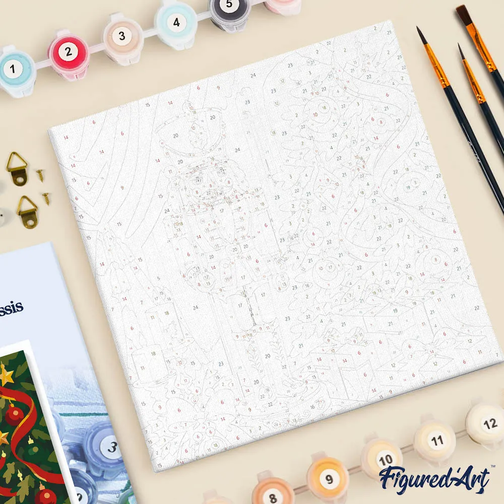 Figured'Art Mini Schilderen op Nummer Kerstnotenkraker 20x20 cm met frame