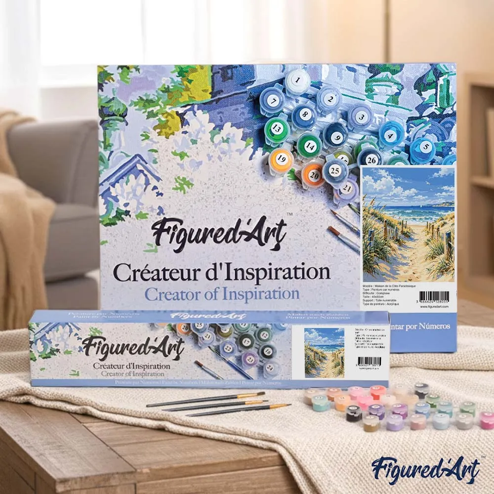 Figured'Art Zandpad naar het Strand schilderen op nummer 40x50 cm zee