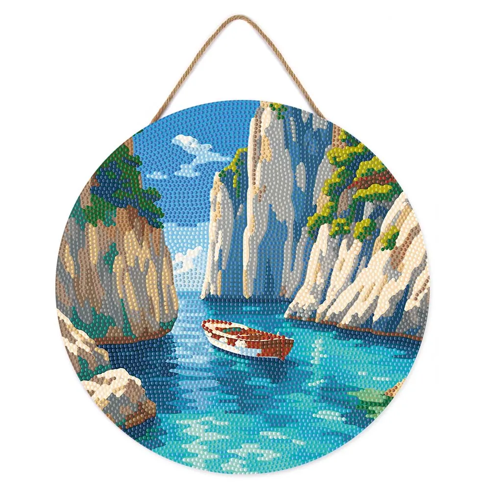 Figured'Art Rustige Blauwe Inham Diamond Painting Hout 30 cm