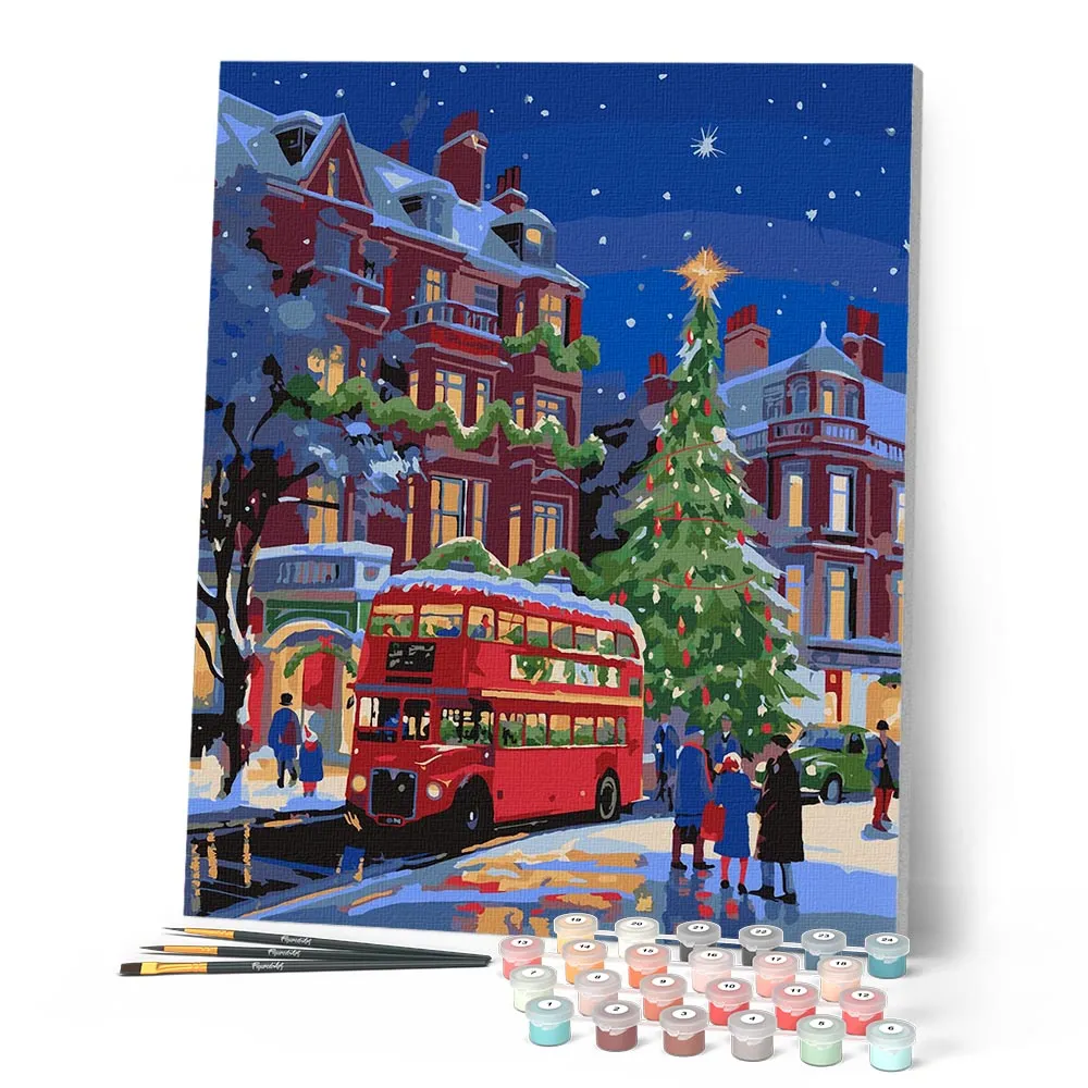 Figured'Art Kerststraat in Londen schilderen op nummer 40x50 cm linnen