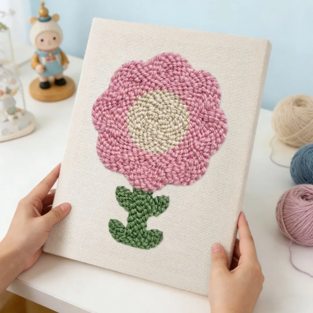 Figured'Art Roze Bloemblaadjes Punch Needle Pakket 20x30cm Bloemen
