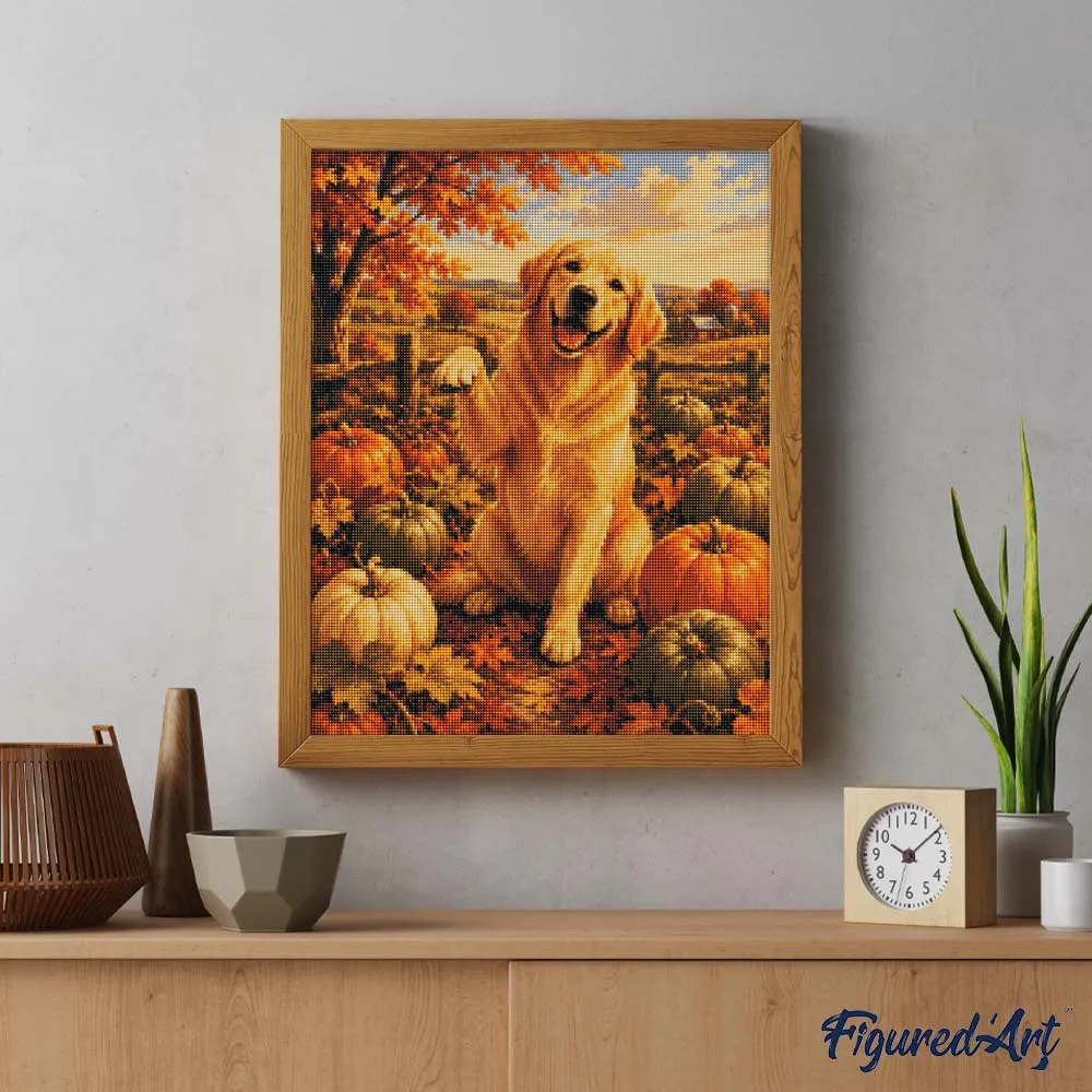 Figured'Art Golden Retriever diamond painting 40x50 cm herfst
