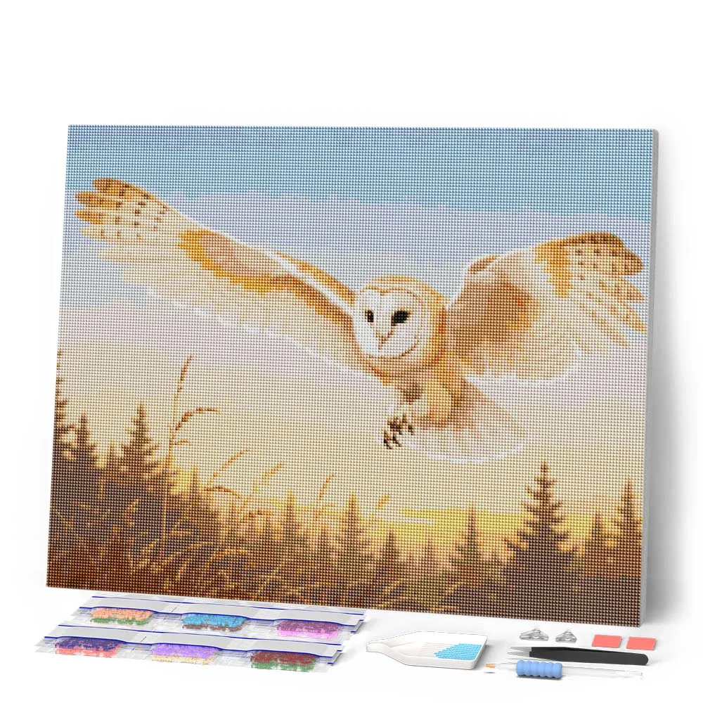 Figured'Art Kerkuil in de Avondzon diamond painting 40x50 cm full drill