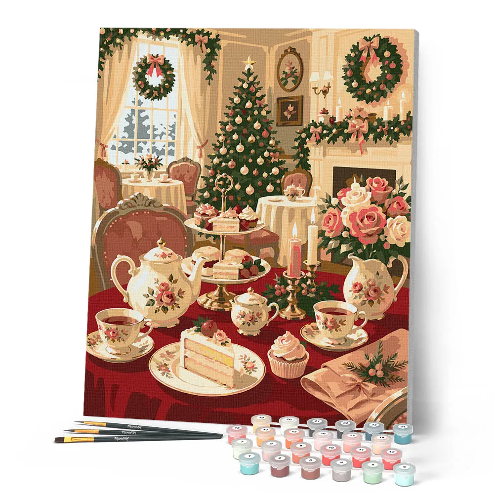 Figured'Art Kersttheetijd schilderen op nummer 40x50 cm kerst