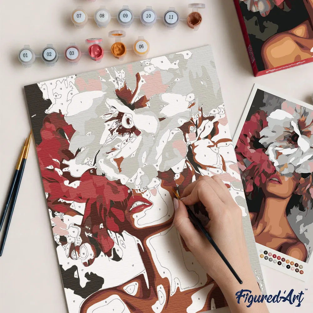 Figured'Art Schoonheid achter Bloemen schilderen op nummer cadeauset