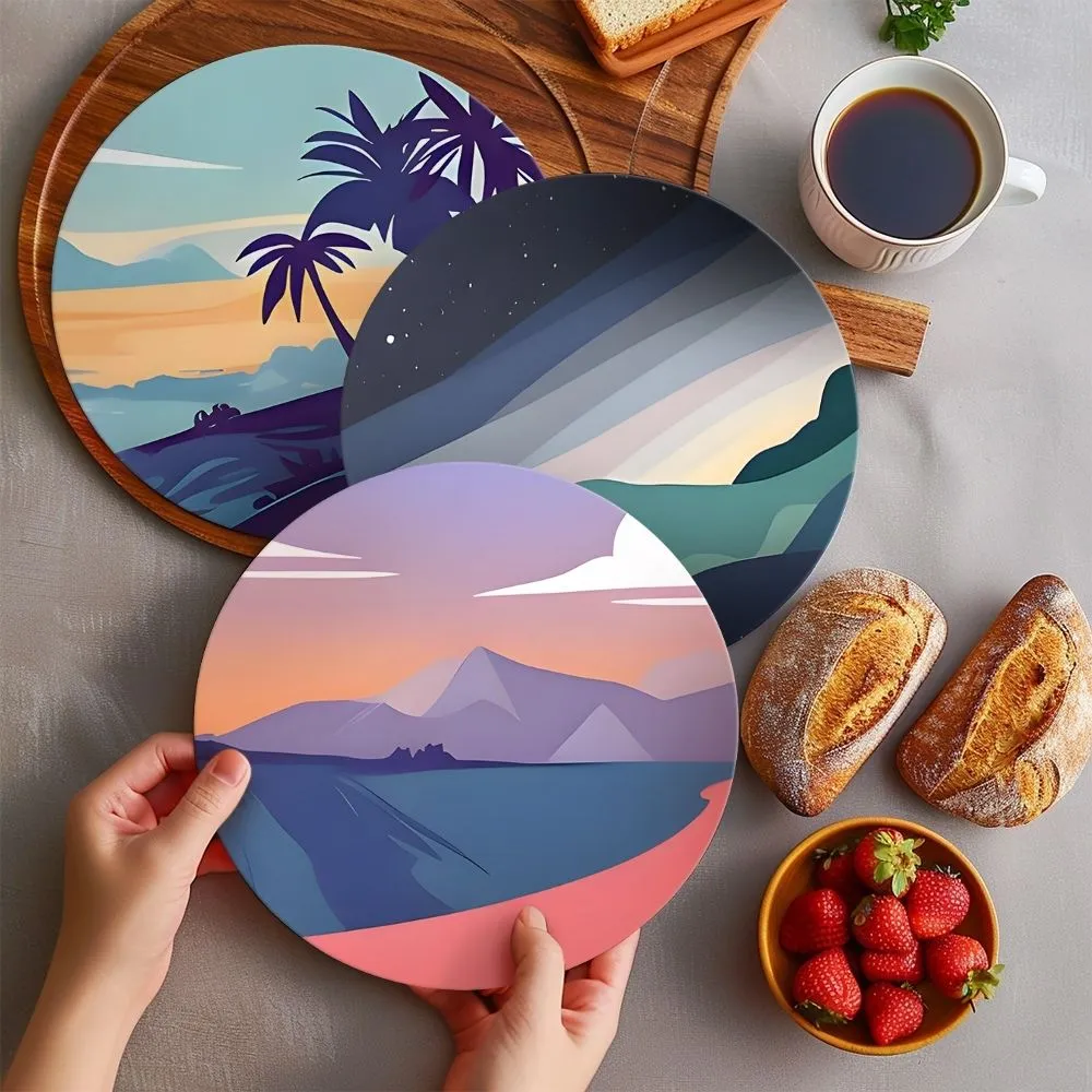 Figured'Art Uitzicht op de Natuur Schilderen op Nummer Placemats 20cm 6 Stuks