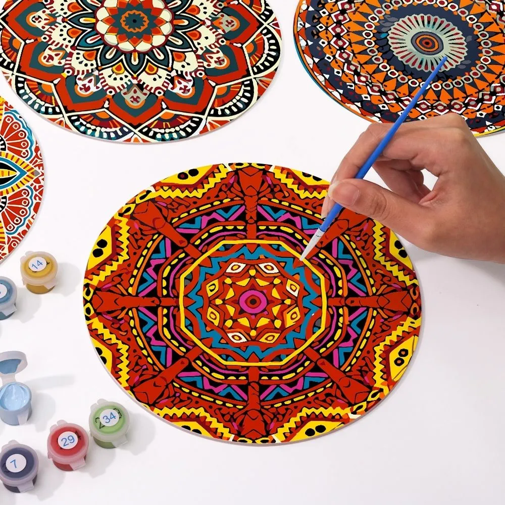 Figured'Art Boheemse Mandala Rond schilderen op nummer 20 cm 6 stuks