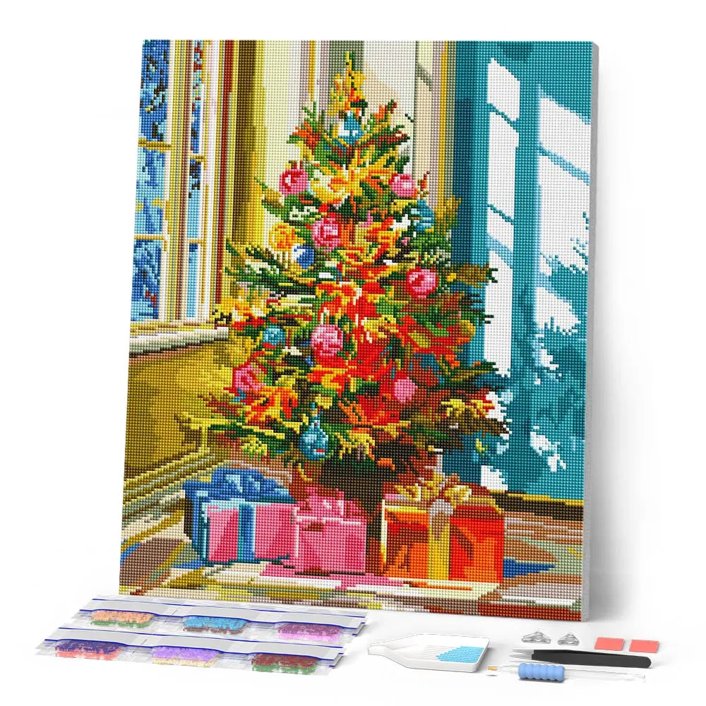Figured'Art Heldere Kerstboom diamond painting 40x50cm kerst