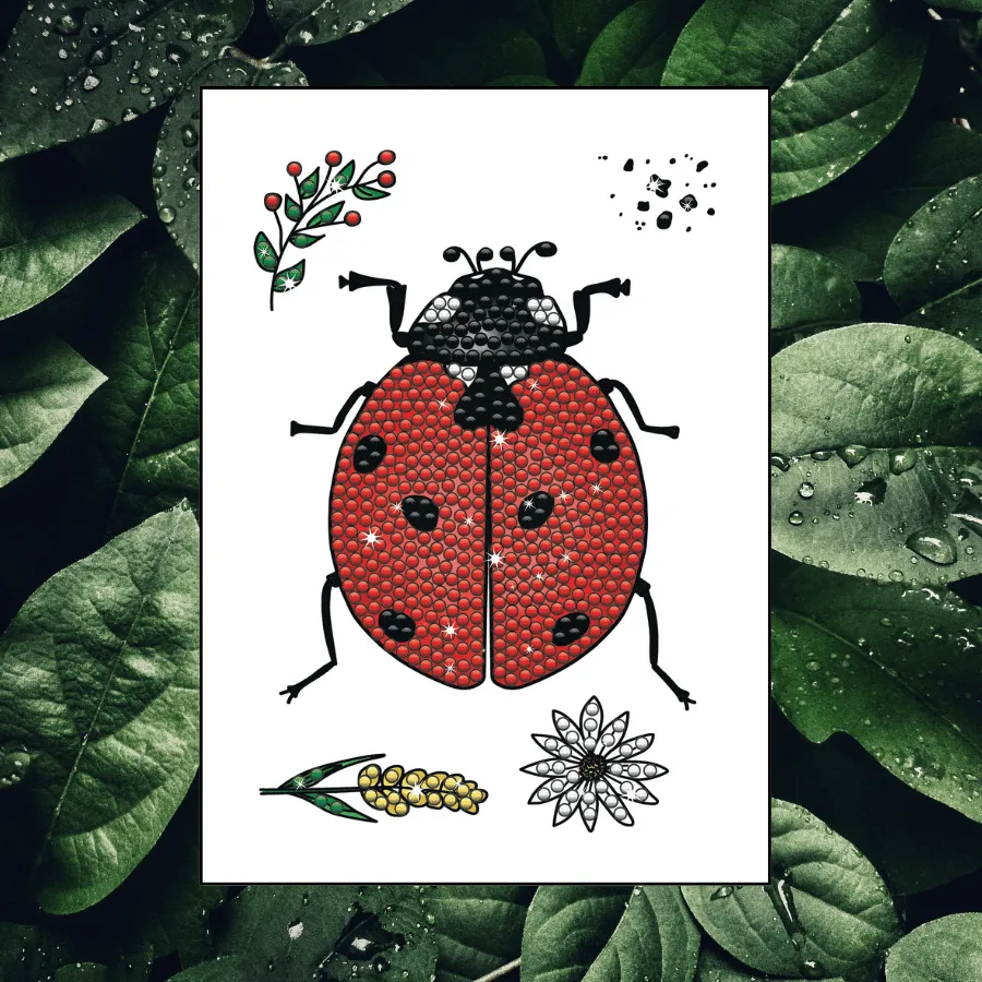 Craft Buddy Crystal Art Botanical Ladybird stempelset A6 lieveheers