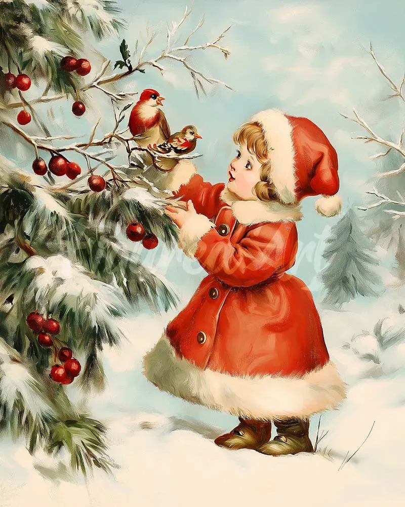 Figured'Art Schattig Kerstmeisje 2 diamond painting 40x50cm vierkant
