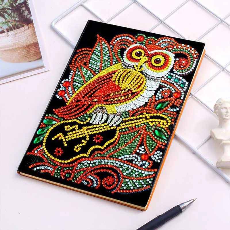 Figured'Art Uil met Viool diamond painting notitieboek A5