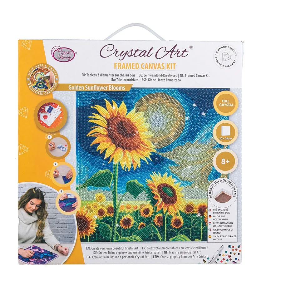 Craft Buddy Crystal Art Golden Sunflower Blooms diamond painting 30x30cm