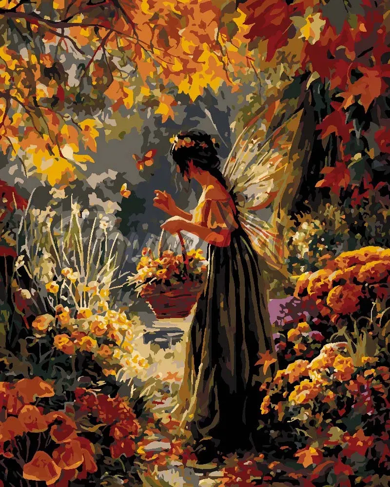 Figured'Art Fee van de herfsttuin schilderen op nummer 40x50 cm gevorderd