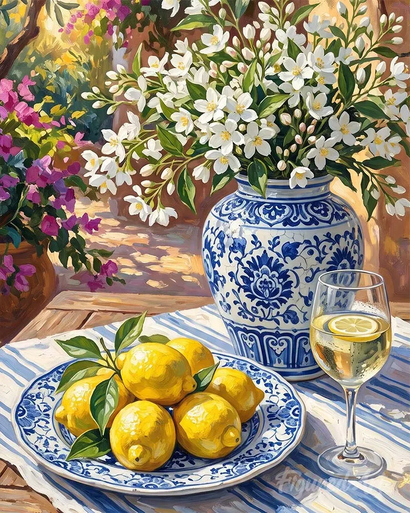 Figured'Art Schilderen op Nummer Amalfi-tafel canvas 40x50 cm keuken