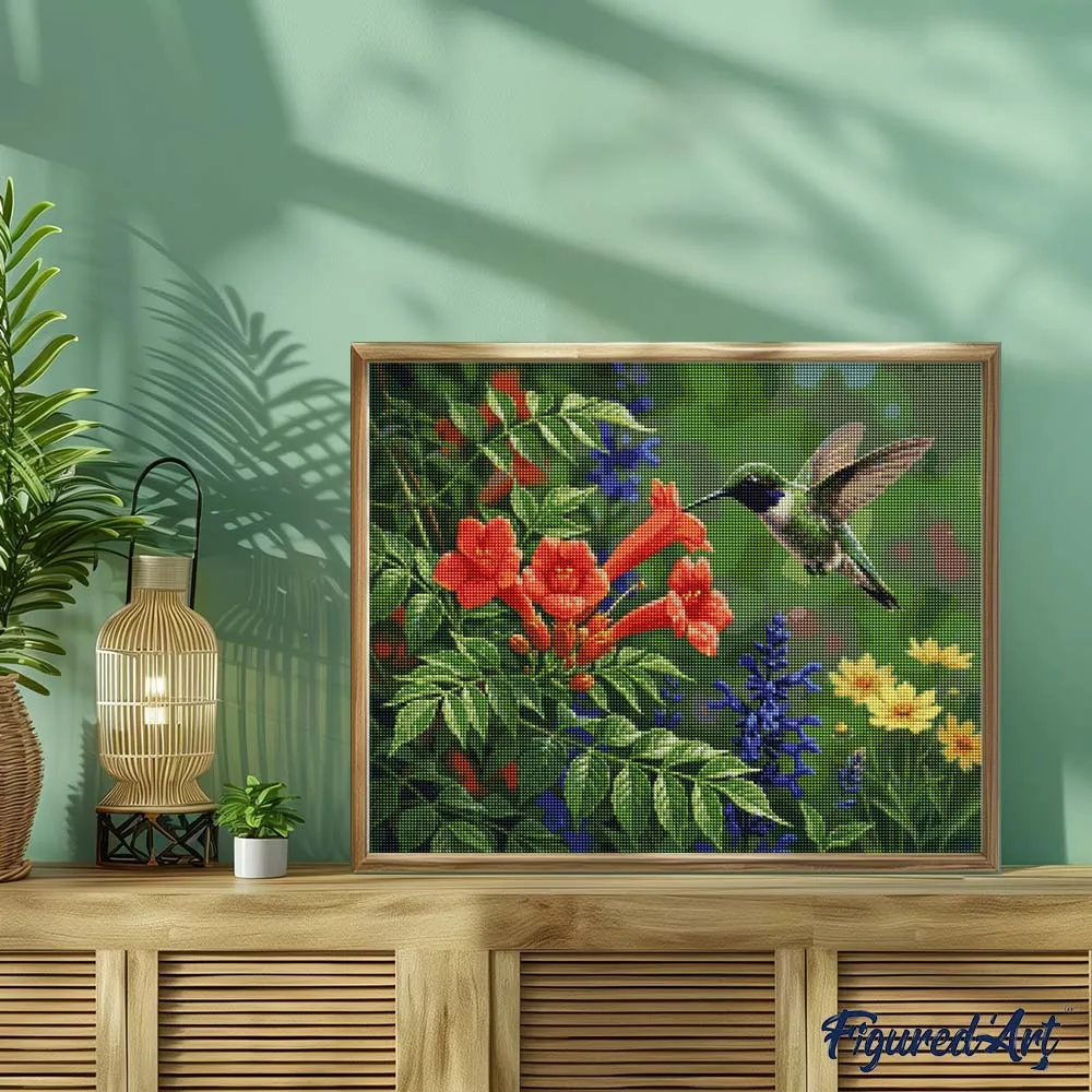 Figured'Art Kolibrieparadijs diamond painting 40x50 cm bloemen