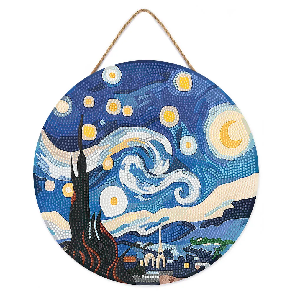 Figured'Art Sterrennacht diamond painting op hout 30 cm Van Gogh