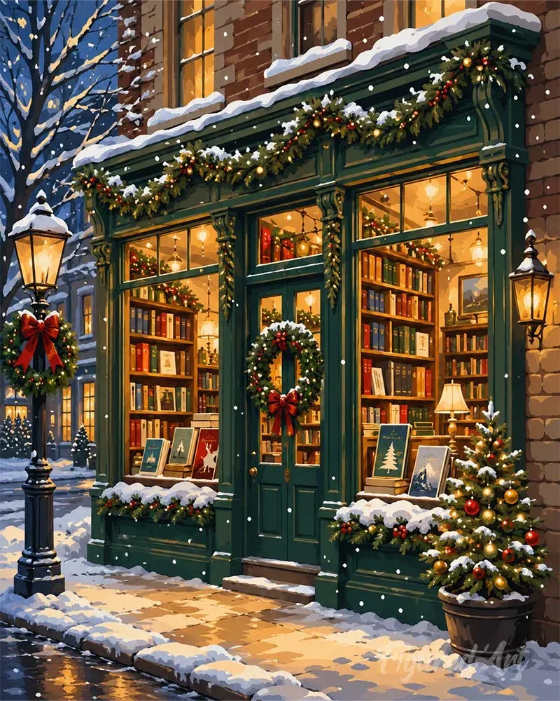 Figured'Art Kerstboekhandel diamond painting 40x50 cm winter